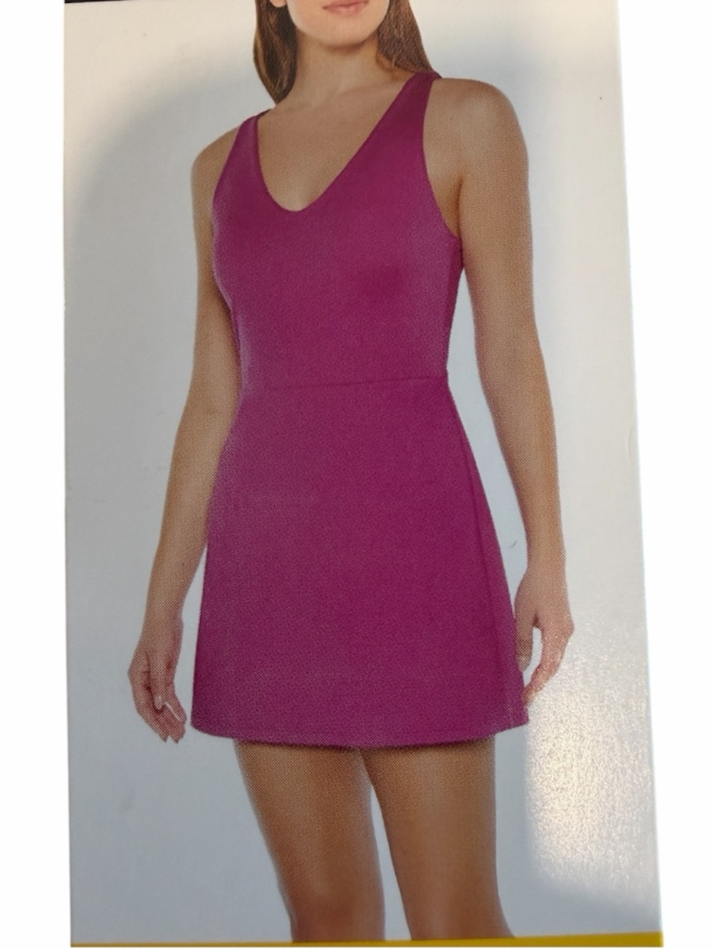 GapFit
Active Tank Dress Mini Dress in Magenta with Built- In Shorts M